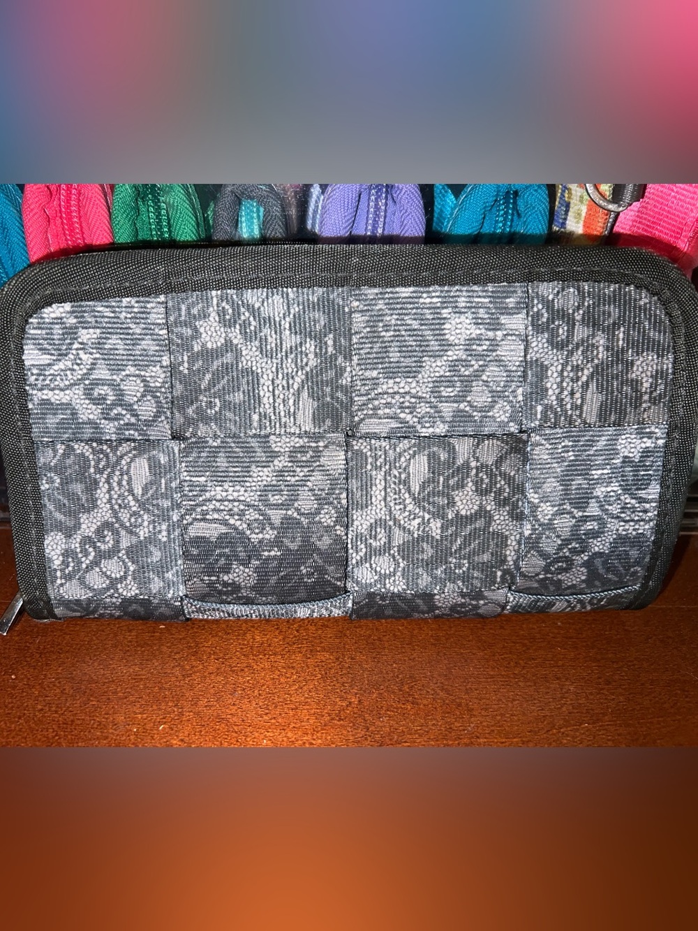Harvey’s Seatbelt Handbags Black Lace Woven Classic Wallet